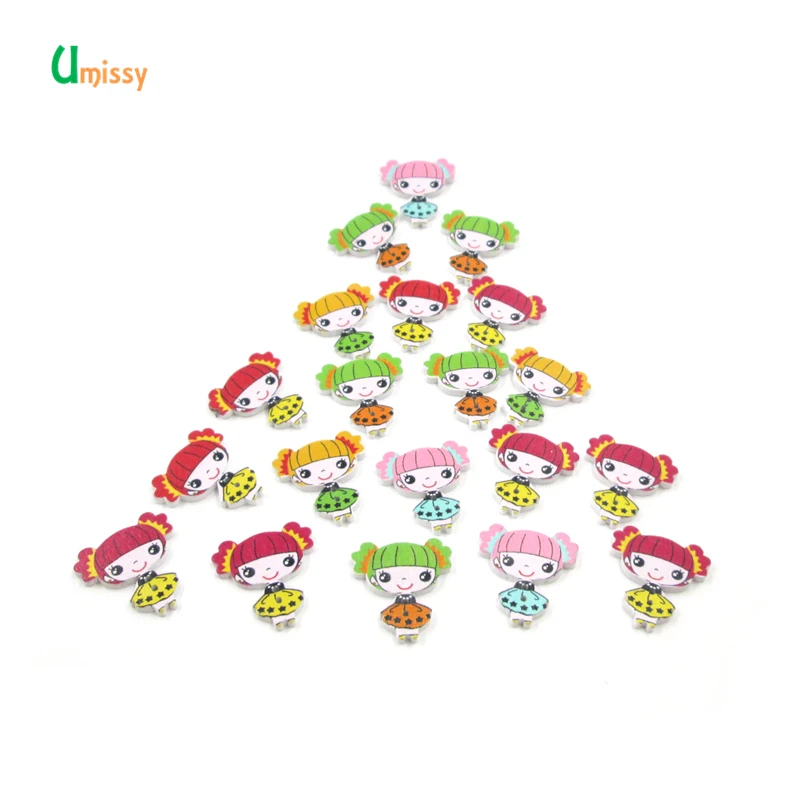 20 шт. милые деревянные пуговицы для девочек декоративные рукоделия цветные Botones