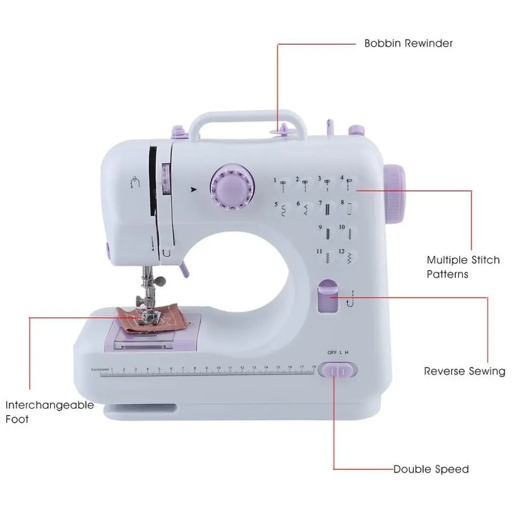 

Fanghua Mini 12 Stitches Sewing Machine Household Multifunction Double Thread And Speed Free-Arm Crafting Mending LED