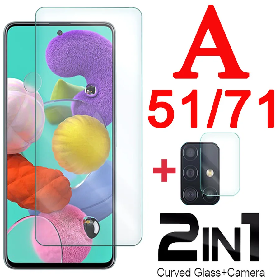 2 в 1 A71 стекло для Samsung Galaxy A51 защита экрана A 71 51 Galaxi 71A закаленная Броня с