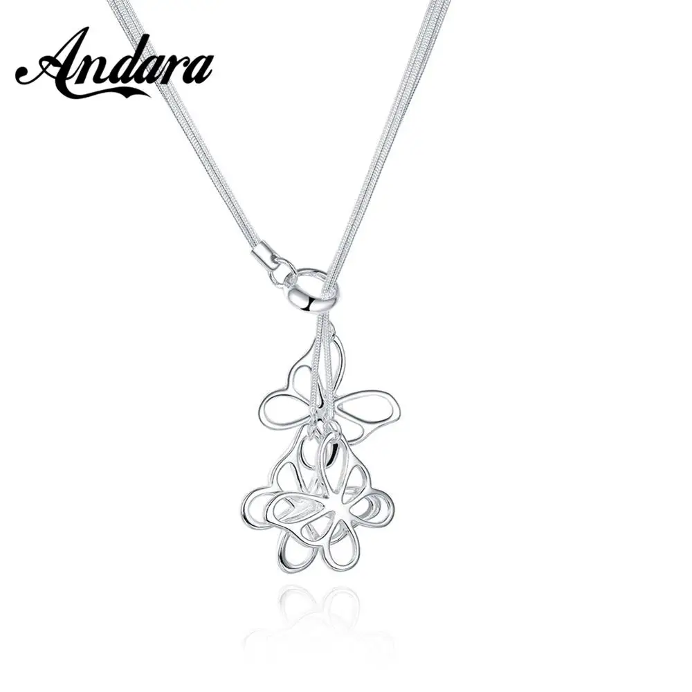 

Fashion 925 Silver Necklace Three Butterfly Pendant Necklace for Woman Glamour Jewelry Gift