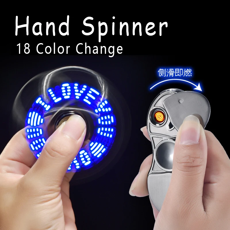 Светящаяся металлическая Спиннер ручной Спиннеры от стресса USB зарядка