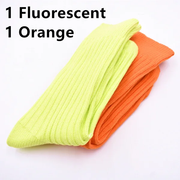 Orange Fluorescent CoooColl 2 пары в упаковке модные крутые Harajuku уличная шерстяная пряжа вентиляция конфеты флюоресцентные цвета оранжевые носки для мужчин и женщин - Цвет: Orange Fluorescent