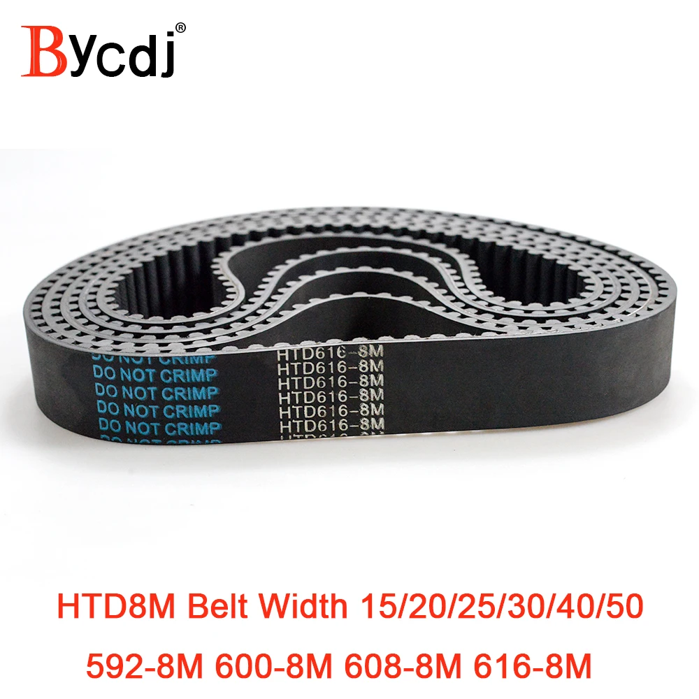 

HTD 8M synchronous belt C=592/600/608/616 width 15/20/25/30/40mm Teeth 74 75 76 77 HTD8M Timing Belt 600-8M 616-8M