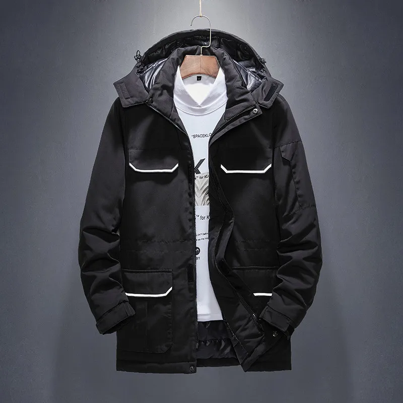 Зимняя куртка для мужчин парки пальто с толстым и теплым меховым капюшоном