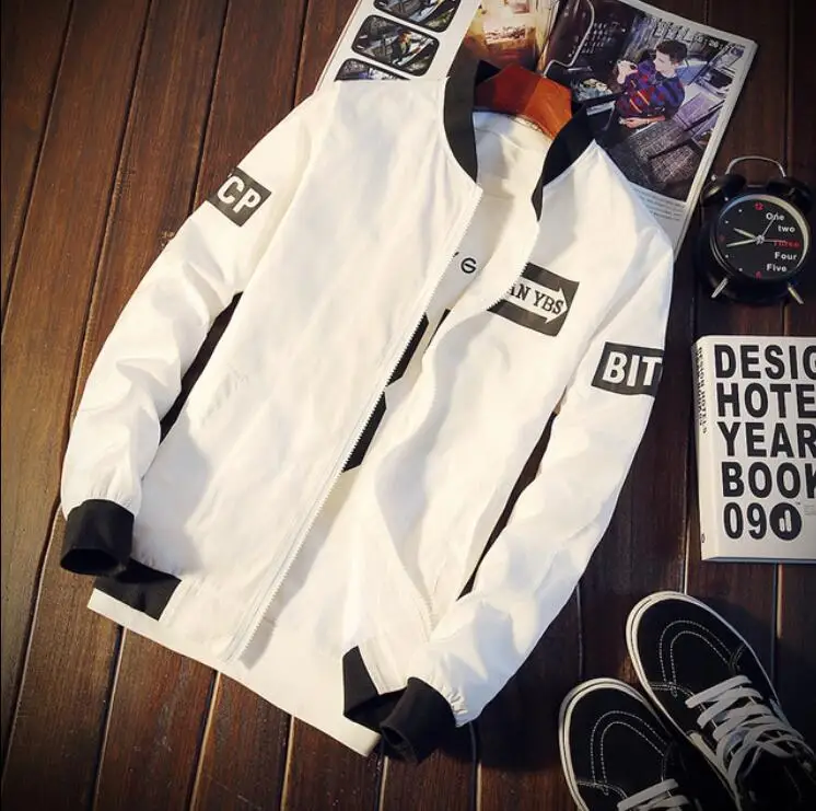 

LBL255 Spring Mens Jackets Black Solid Plus Velvet Windbreaker Male Baseball Bomber Jackets High Quality