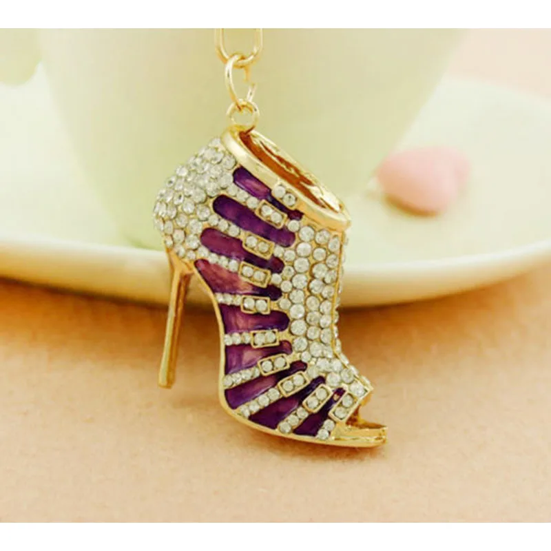 

Hot Sale Crystal High Heel Shoes Keychain Women Purse Pendant Car Keyring Holder Rhinestone Key Chains Luxury Charm Bag Gifts