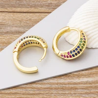 new charm copper zircon round circle earrings cute hoop earrings colorfulwhite colors for women girls party wedding jewelry