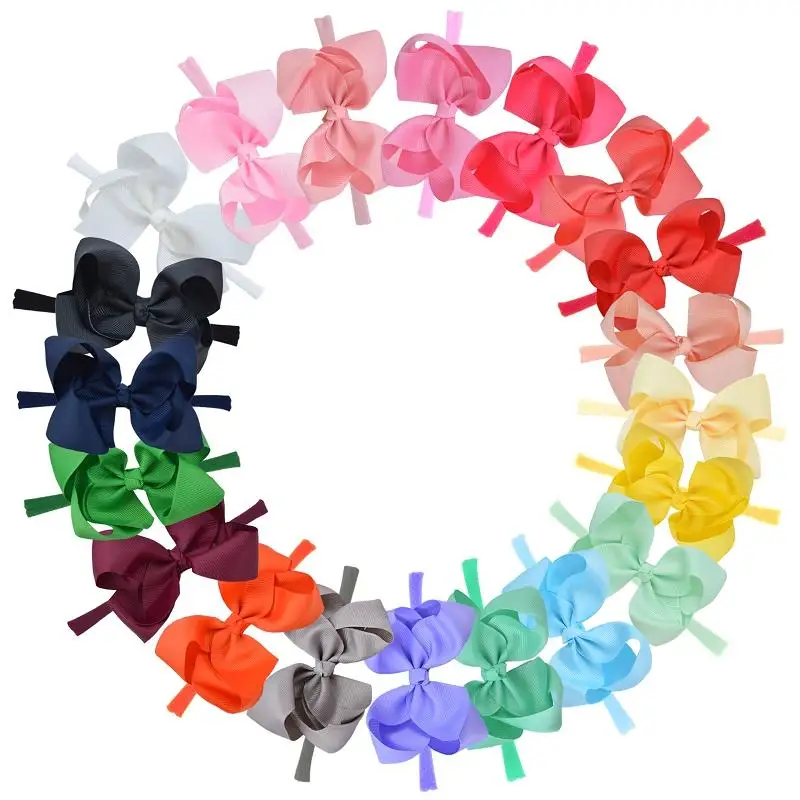 

Big Bow Baby Hairband 20 Colors Infant Girls Solid Ribbon Headbands Kids Knotted Elastic Hair Bands Bohemian Babies Accessories