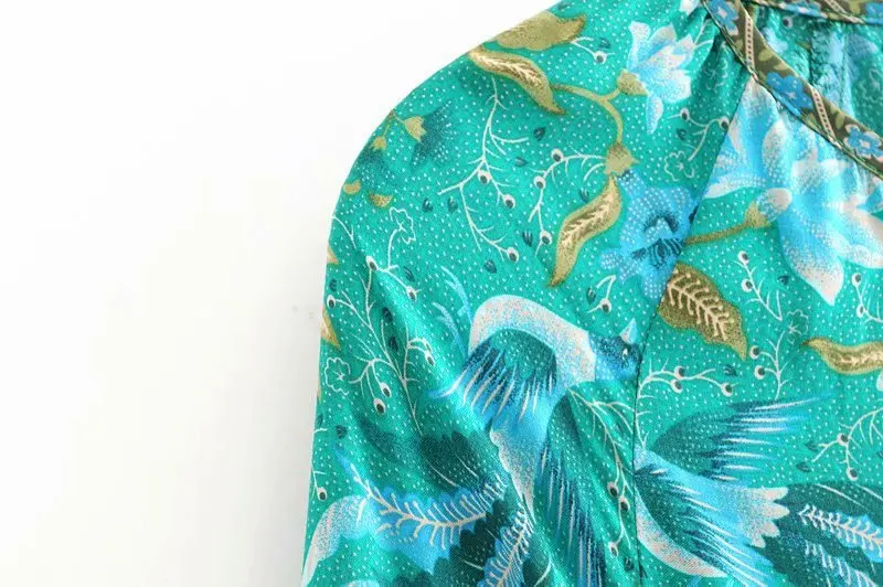 Женское летнее платье макси с рукавами фонариками и V образным вырезом|Женские