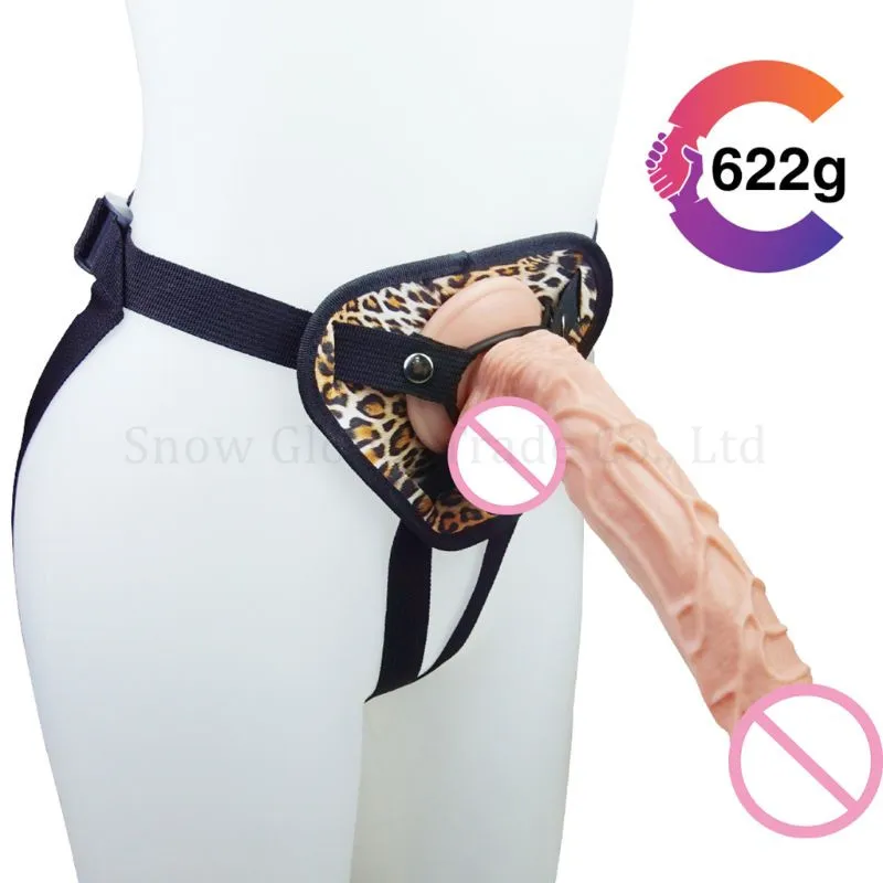 Носимый ремень на фаллоимитаторские леопардовые с регулируемым поясом съемный