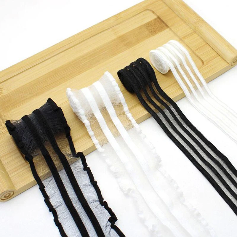 Мягкая тонкая одежда юбка с украшением сетчатая лента в полоску белого и черного