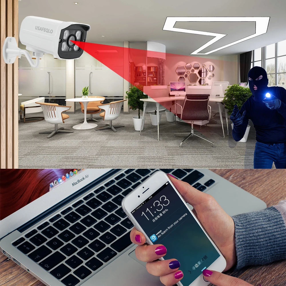 Система видеонаблюдения USAFEQLO 4-канальная Водонепроницаемая цилиндрическая