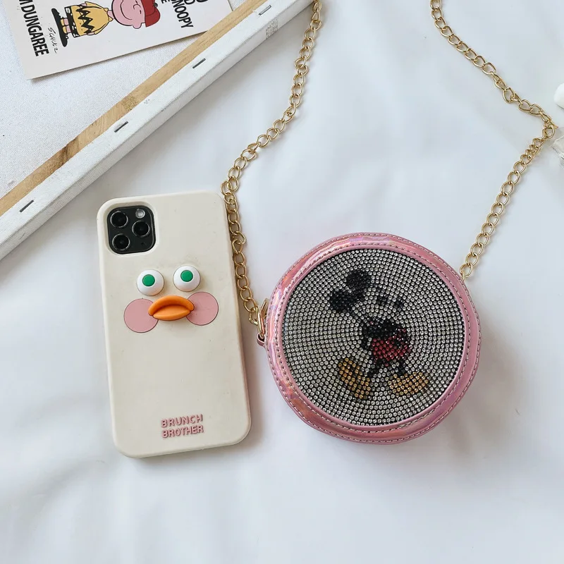 

Disney autumn and winter new Mickey round sequin diamond children's mini shoulder messenger accessories coin-operated chain bag
