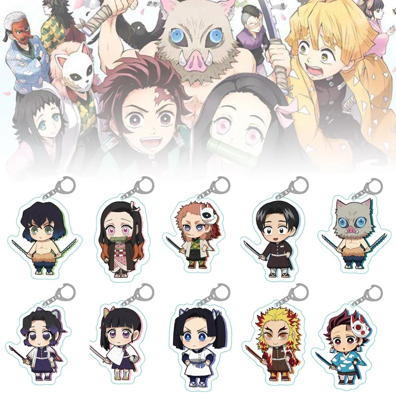 Kawaii Cute Косплей демона Key украшение из колец Demon Slayer аниме акриловый брелок Аниме