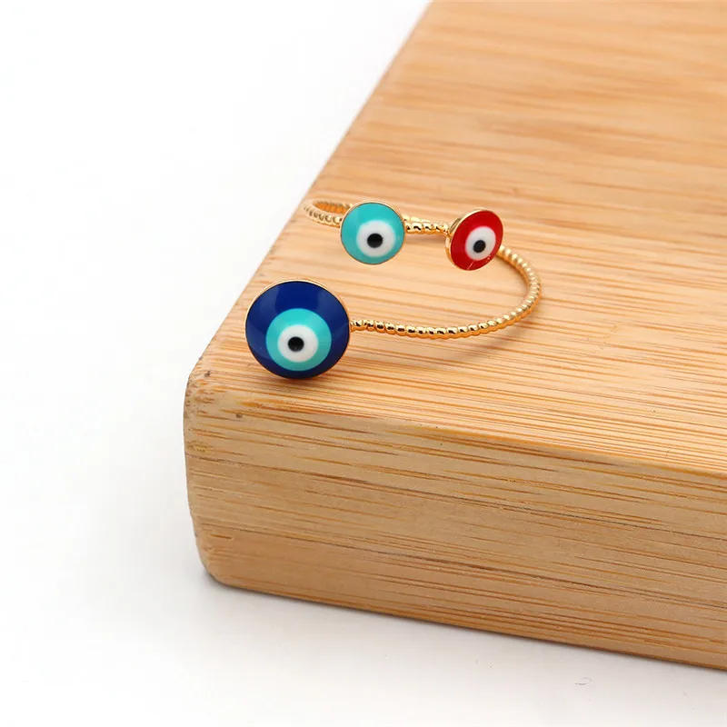 С клипсами Дурной глаз Открытое кольцо для женщин Золотой Цвет геометрический