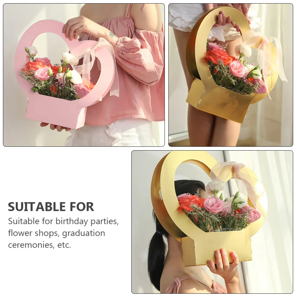 

5 Pcs Fashionable Flower Boxes Hand-held Flower Cases Simple Packaging Cases