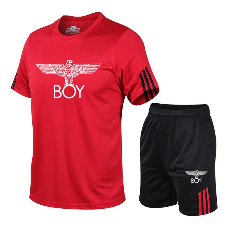 

Fashion T-Shirt Shorts Set Men Summer 2pc Tracksuit+Shorts Sets Beach Mens Casual Tee Shirts Set Sportswears M-5XL