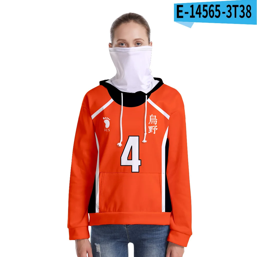 

Haikyuu Cosplay Costume Karasuno High School Volleyball Club Hinata Shyouyou Sportswear Jerseys Hooded sweatshirt turban set