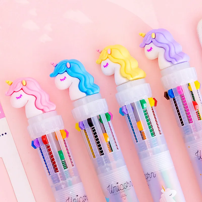 1 шт. милые ручки в виде единорога 10 цветов пресс шариковая ручка сделай сам