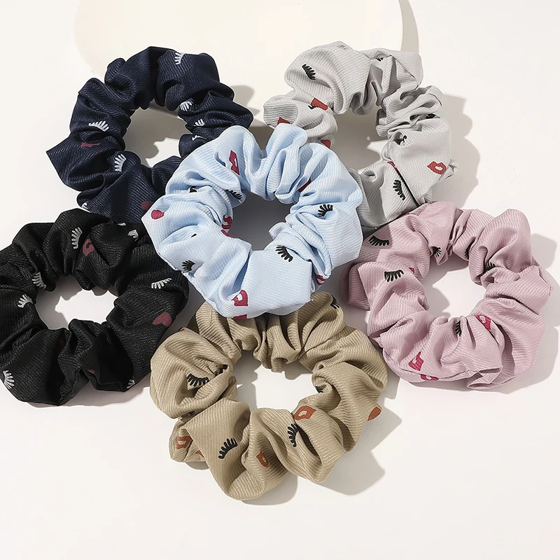 Корейские женские резинки для волос с принтом губ и ресниц эластичные красивые