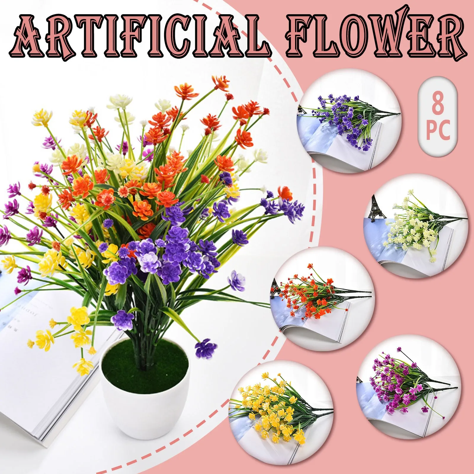 

8PC Artificial Flower Latex Real Bridal Wedding Bouquet Home Decoration Flowers Outdoor for Decoration Diy Living Room Crafts