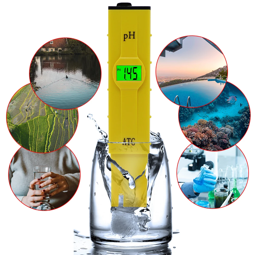 

100PCS Water Quality Purity Tester meter PH Acidity Filter Acidity Pocket Digital Aquarium Measure Device with green backlight