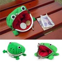 1pcs cartoon coin holder purse big mouth frog fluff clutch green coin purse wallet childrens day best gift