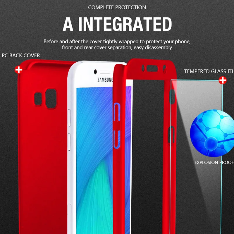 

360 Full Protection Phone Case Back Cover + Tempered Glass Flim for Huawei Y5 Y5 Prime Y6 Y6 Prime Y7 Y9 Prime Nova 2i 3i 5i 5T