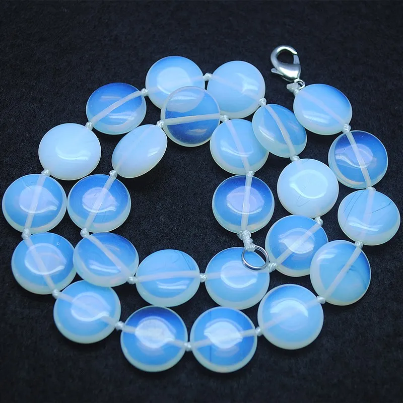

1pc nature opal glass necklace knotted women necklace with lobster clasps 45cm length 16mm size of beads hot selling free ships