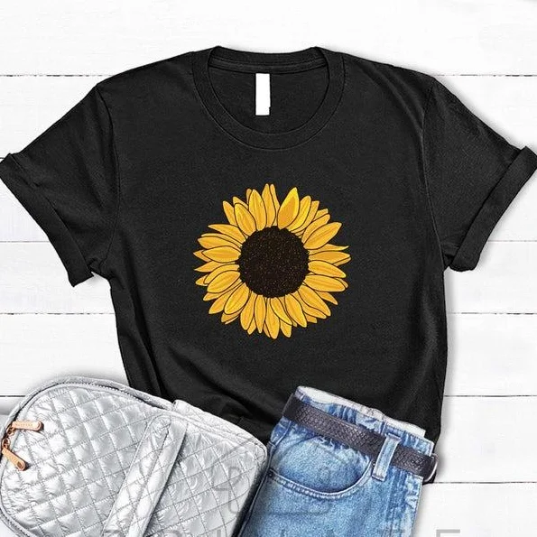 

Sunflower Graphic Tee Women Vintage Streetwear Short Sleeve Tops Print Lady Harajuku Clothes Female O-Neck Casul Fashion TShirt