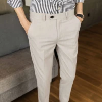 2021 new spring and autumn mens business casual suit pants mens formal wear office party solid color slim fit and ankle pants