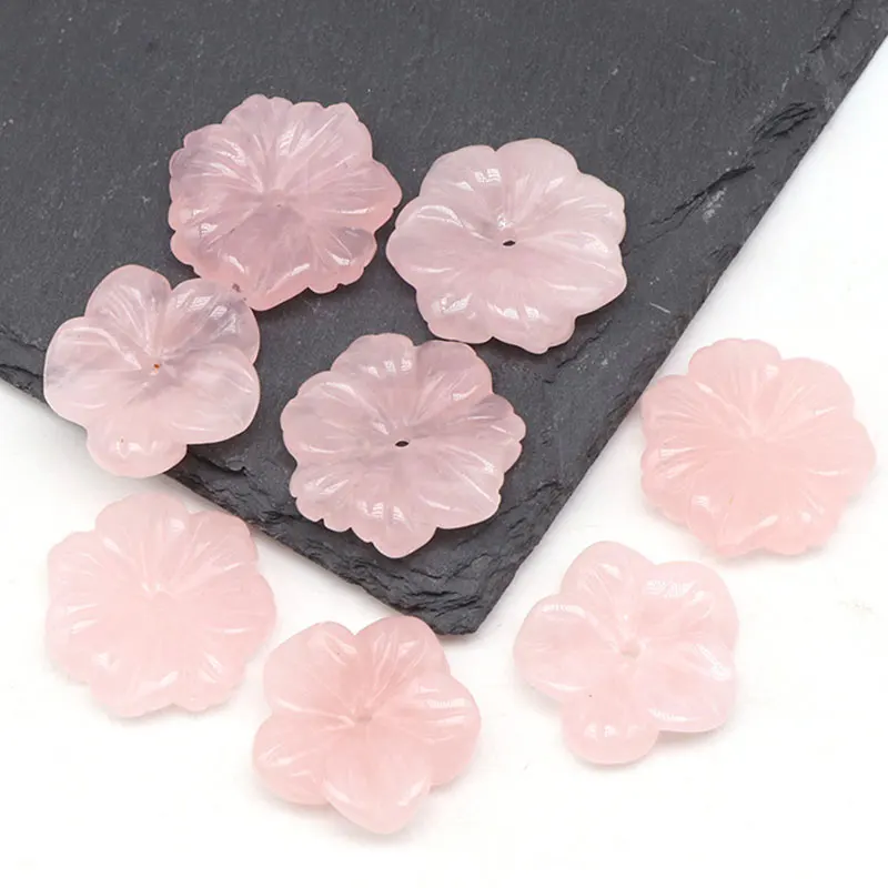 

Natural Rose Quartzs Carved Flower Beads For Jewelry Making DIY Accessorries Beads For Bracelet Necklace Pendant 1 Pcs