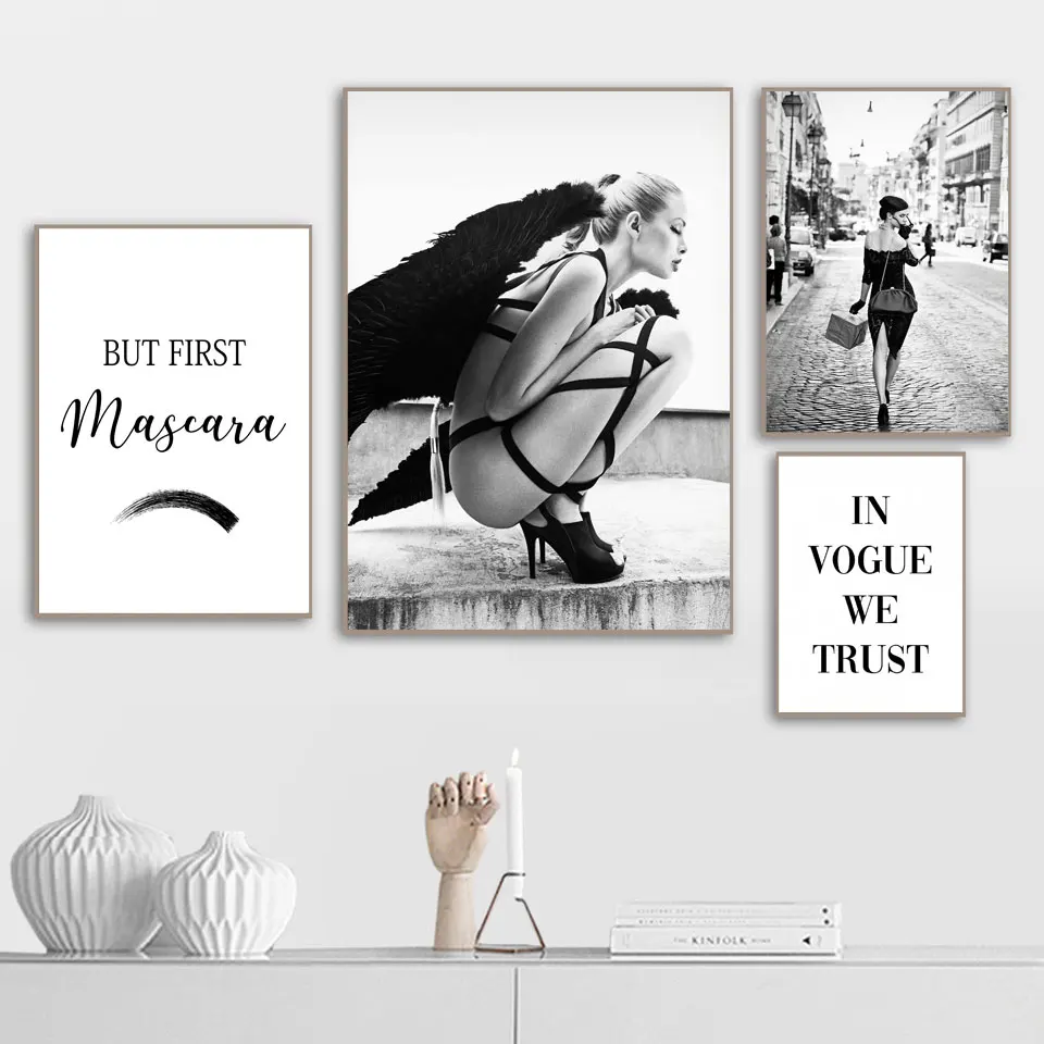 

Nordic Stijl Zwart Wit Angel Wing Art Decor Foto Kwaliteit Canvas Schilderij Poster Thuis Decor Woonkamer Sofa Muur Decor