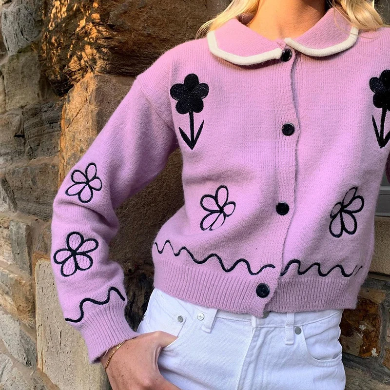 

Cute Sweater Casual Women Cardigans Preppy Style Long Sleeve Knitwear 2021 Autumn Streetwear