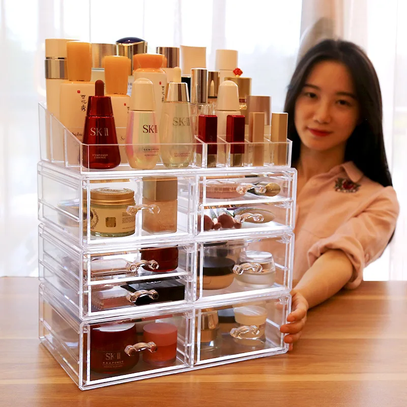 Acrylic cosmetic storage box with drawer type desktop dustproof storage box transparent jewelry storage box
Acrylic cosmetic storage box with drawer type desktop dustproof storage box transparent jewelry storage box