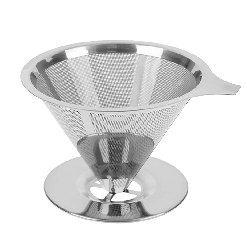 

1pc Stainless Steel Reusable Coffee Filter Holder Pour Over Coffees Dripper Mesh Coffee Tea Filter Basket Drip Coffee Filter Cup