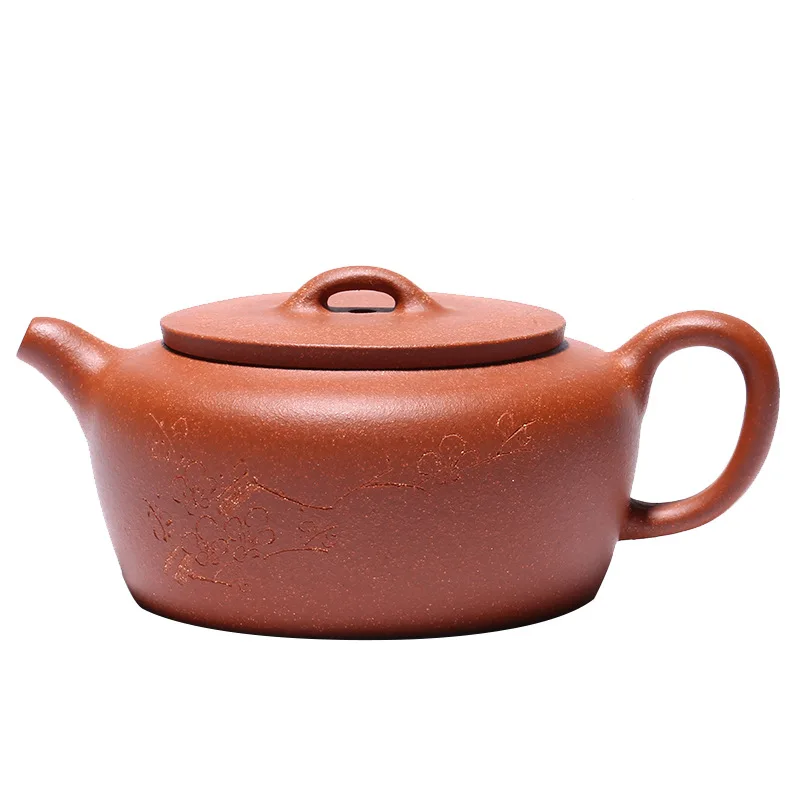 

Yixing purple clay pot raw mine slope mud hand carved mulberry flat pot tea set gift