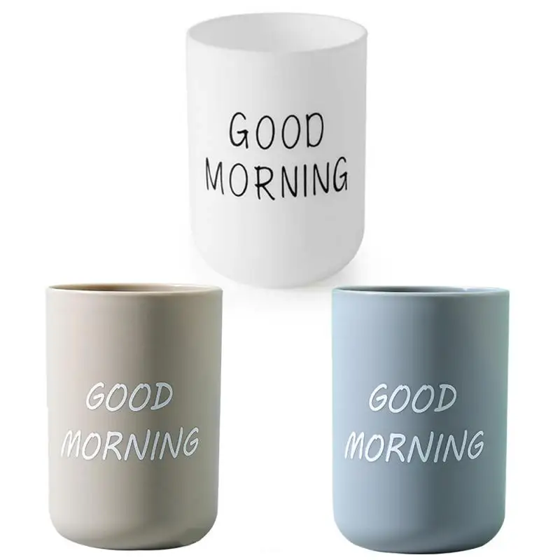 

1/3 Pcs Simple Nordic Travel Portable Washing Cup Home Bathroom Couple Plastic Good Morning Toothbrush Holder Cup Storage Cup
