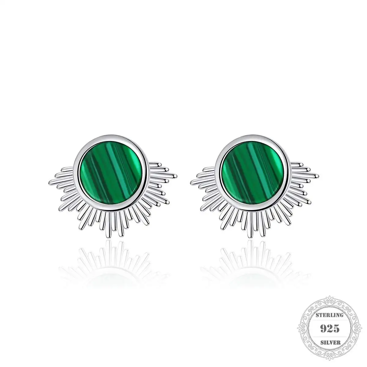 Круглые Солнцезащитные Малахитовый серебряные серьги модные ювелирные изделия