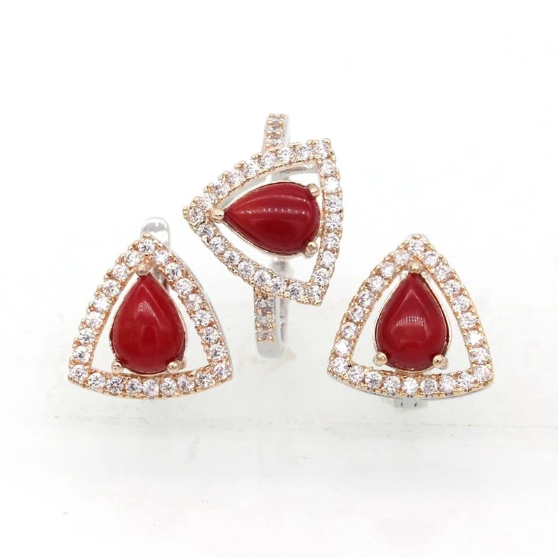 Модные очаровательные серьги в форме капли воды красный коралл Циркон класса ААА