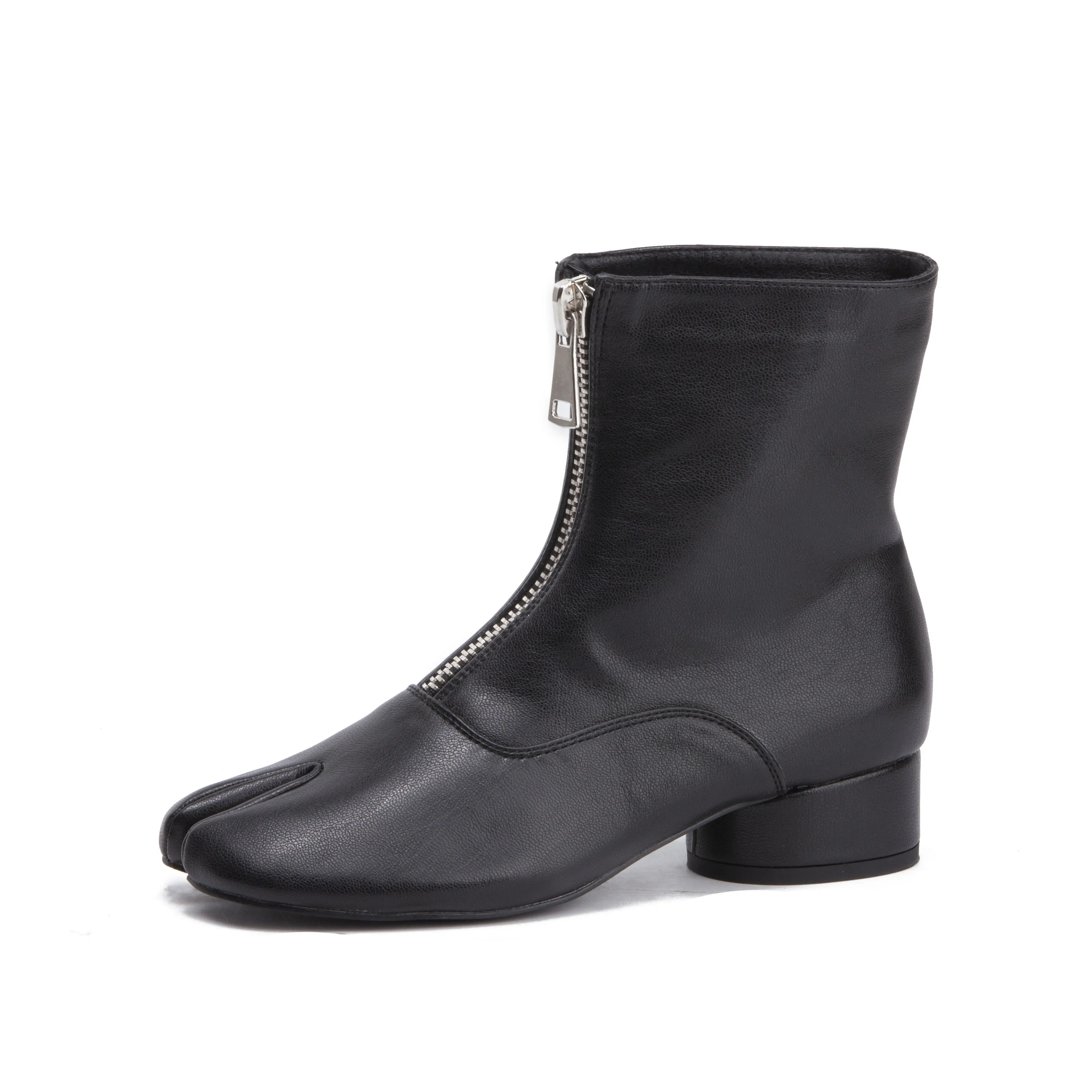 

NIUFUNI 2020 PU Leather Solid Color Women's Ankle Chelsea Boots Shallow Front Zipper Low Heel Martin Boots Fashion Women's Shoes