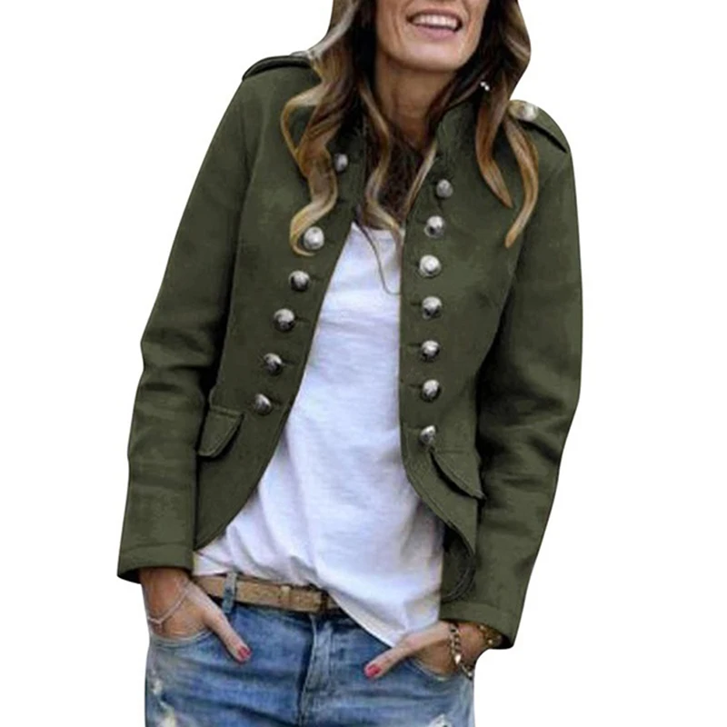2020 Fashion Women Short Coat Long Sleeve Jackets Solid Suits Button Coat Slim Office Lady Jacket Tops