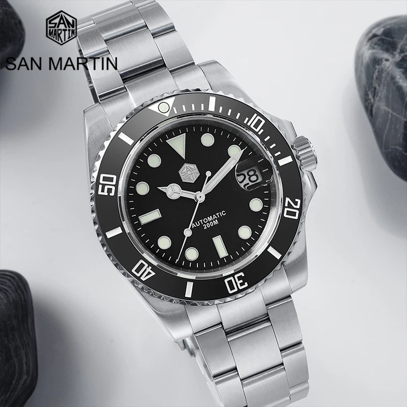 

San Martin SN017G V2 Water Ghost Men Automatic Mechanical Watches Sapphire Crystal 20Bar Luminous Date Luxury Wristwatch for Men