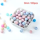 100 шт., силиконовые бусины для прорезывания зубов, 9 мм