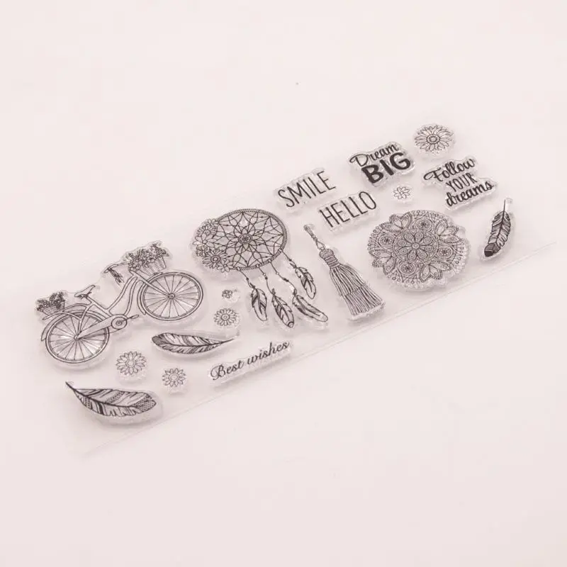 Велосипед перо силиконовый прозрачный печать штамп DIY Скрапбукинг рельефная