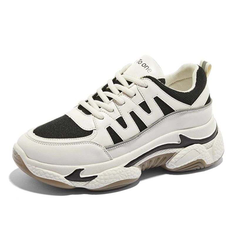 Новинка сезон осень черно-белая женская обувь на платформе с дышащей сеткой из