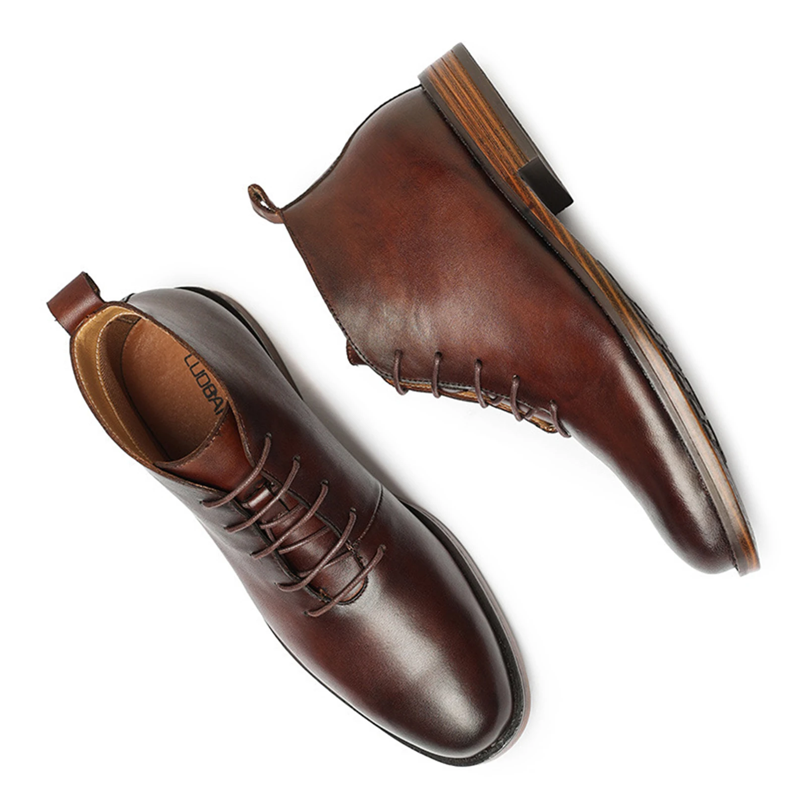 

Men Ankle Boots Genuine Cow Leather Shoes Footwear Booties Low Heel With Lace-up Black Wine Red Large Sizes 2021 New Fashion