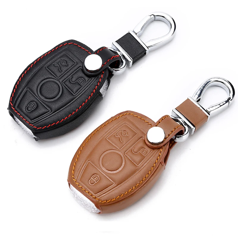 Genuine Leather Car Key Case Cover For Mercedes Benz Smart Fortwo Forfour City Roadst w212 w124 gla cla amg Shell Skin Protect | Автомобили