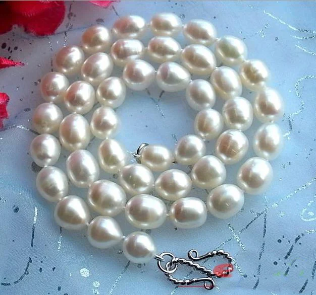 

Unique Pearls Jewellery Store Real Freshwater Pearl Necklace 17'' 9-10mm White Color Top Quaity Charming Women Wedding Gift