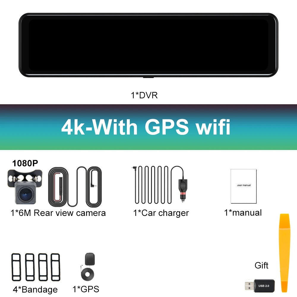 TAVIN D256 Видеорегистраторы для автомобилей Камера 4K и 1080P видео Регистраторы WI-FI